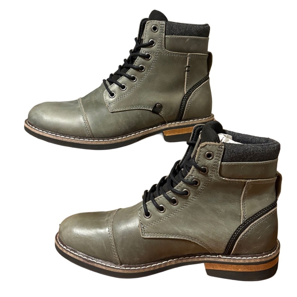 Stylish Olive Leather Men's Boots